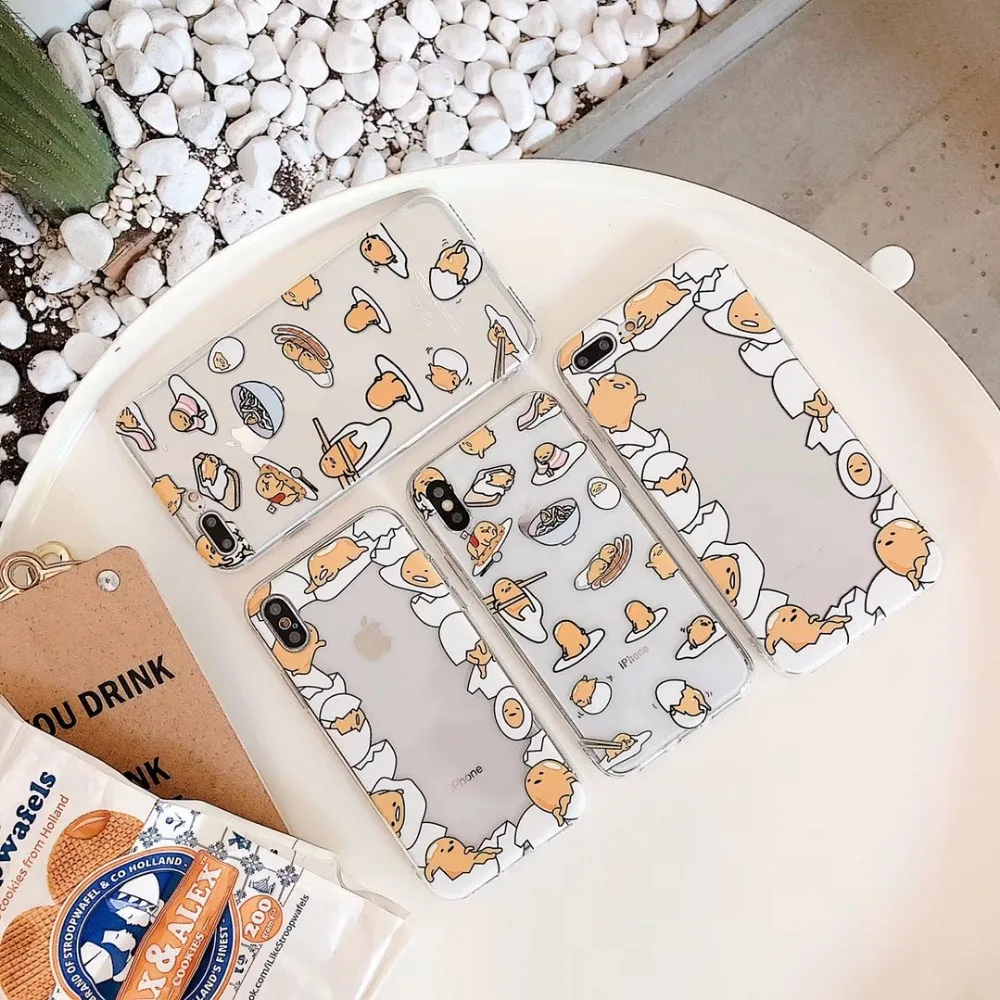 

Funny Cartoon Gudetama Egg TPU Phone Cases For iphone X Fundas iphone 7 case 8 Plus iphone X Fashion Clear Soft TPU Back Cover
