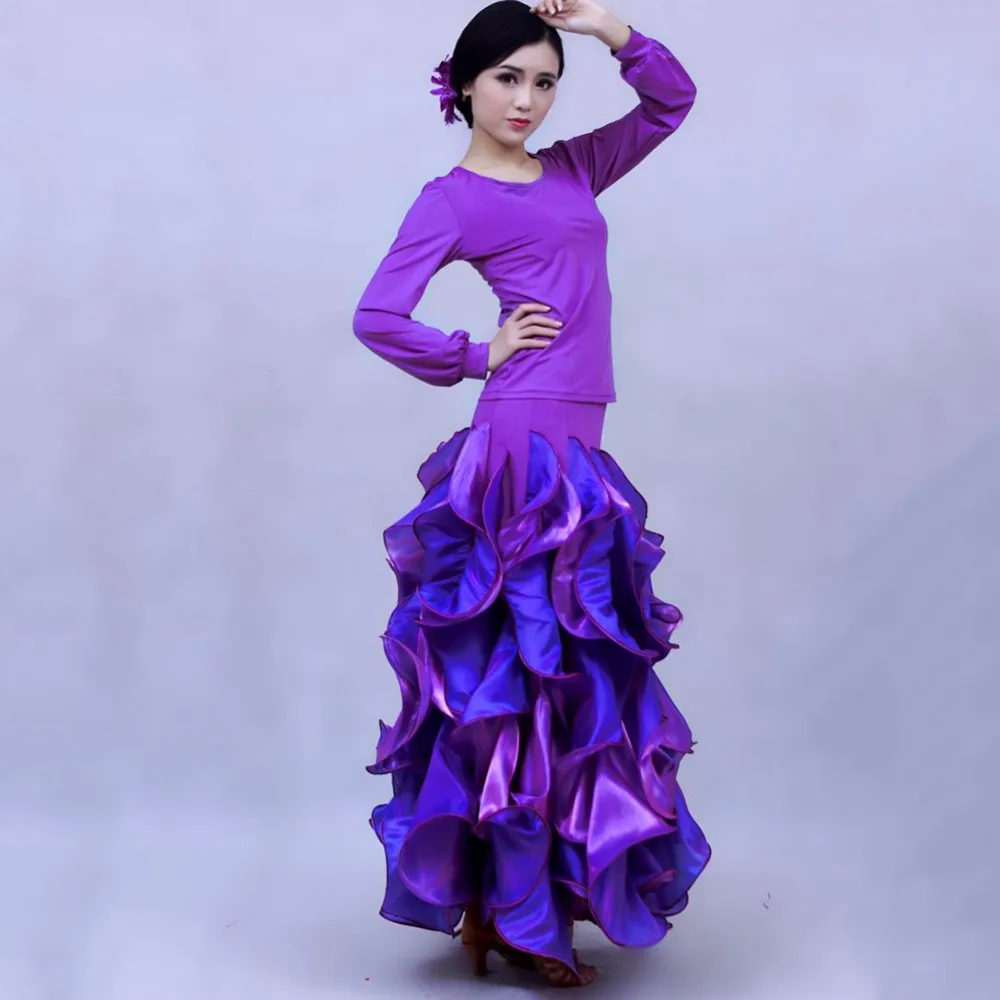 Free Shipping 2018 Lady Ballroom Dancing Skirt More Size Pretty Glossary Fortrajes De Flamenca Female Fluorescent Clothing 5079 |