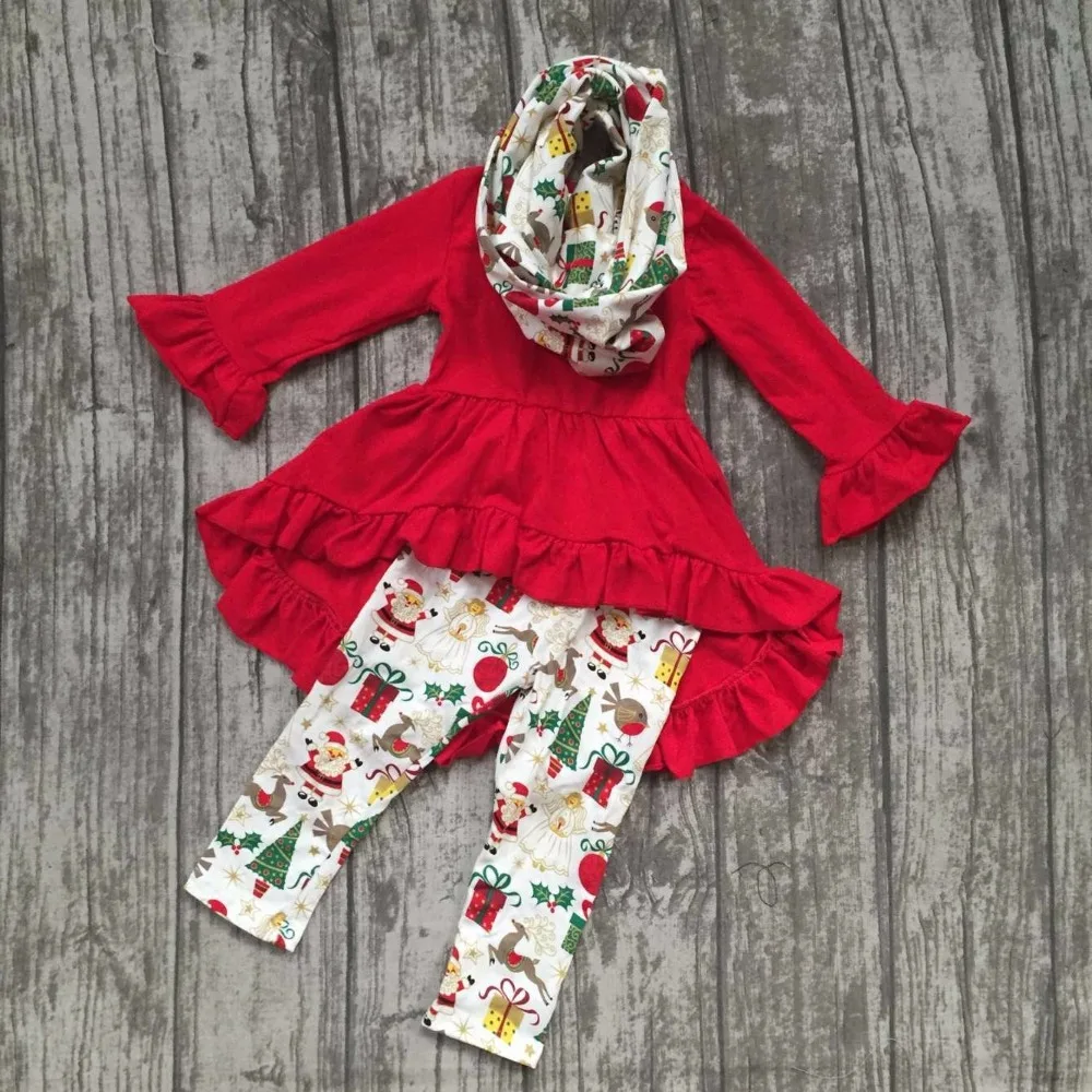 baby girls 3 pieces with scarf sets girls Christmas Santa Claus