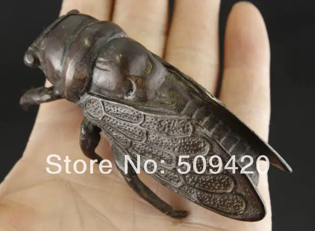 

fast ShippingFINE COLLECTABLE OLD BRONZE HANDWORK CARVED CICADA ORNAMENT DECORATIVE STATUE
