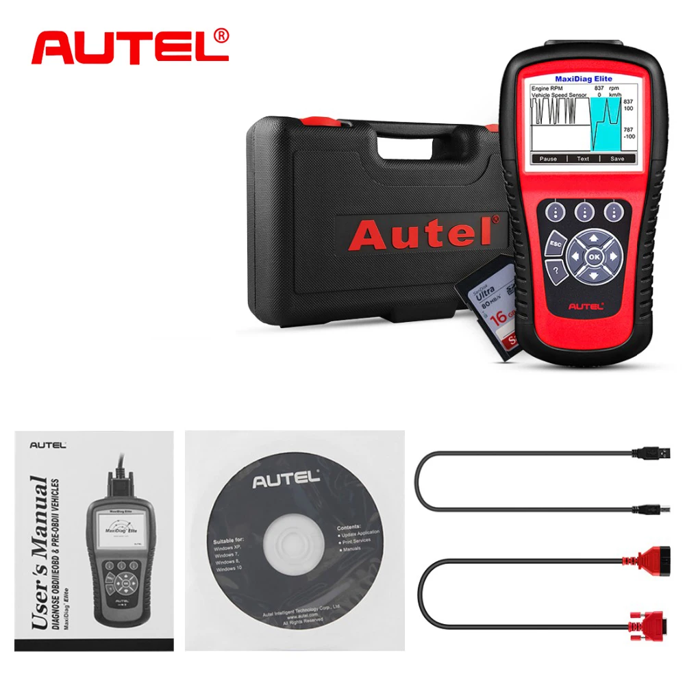 

Autel MaxiDiag Elite MD802 Car Diagnostic Tool OBD2 Scanner Code Reader ABS Airbag Engine EPB Automotive better than Launch X431