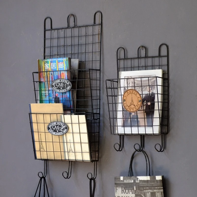 Industrial Retro, Wrought Iron Magazine Shelf, Wall Storage Rack, Newspaper Rack, Wall Decoration Magazine Rack