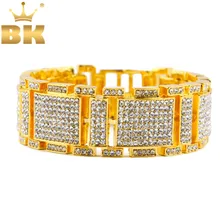 Шикарный король тяжелый браслет в стиле "панк" для мужчин полный со стразами золотой серебряный черный цвет роскошный браслет в стиле хип-хоп ювелирные изделия