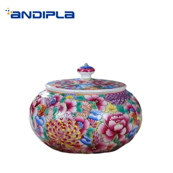 

Jingdezhen Hand Painted Exquisite Enamel Color Flower Pattern Seal Tieguanyin Cans with Lid Tea Storage Jar Teaware Accessories