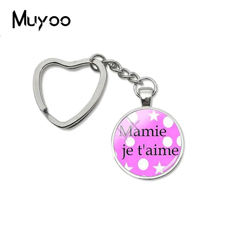 J'aime Papy Mamie сердце брелок I Love Sister брелок ручной Изготовленный вручную стеклянный ювелирные изделия из кабошонов