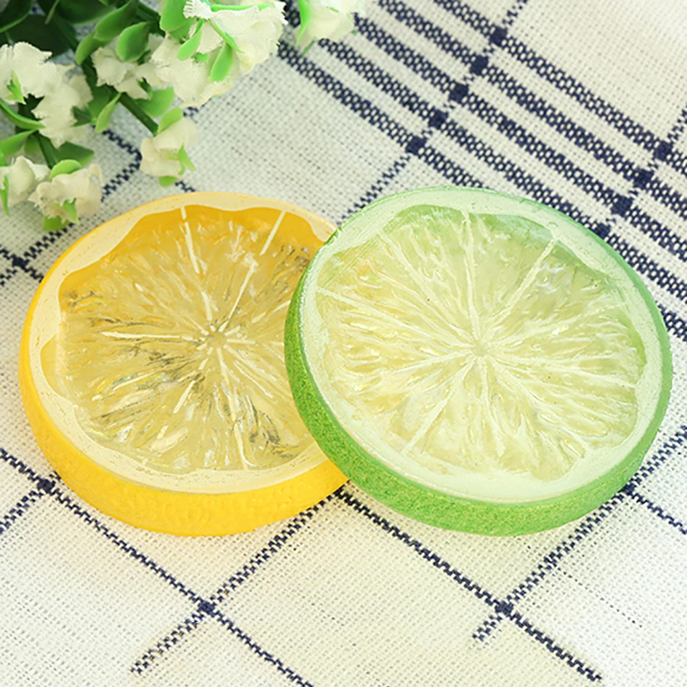 10 шт. 5 см смолы поддельные искусственные фрукты мини искусственный Моделирование лимон модель срезов вечерние кухня свадебные украшения
