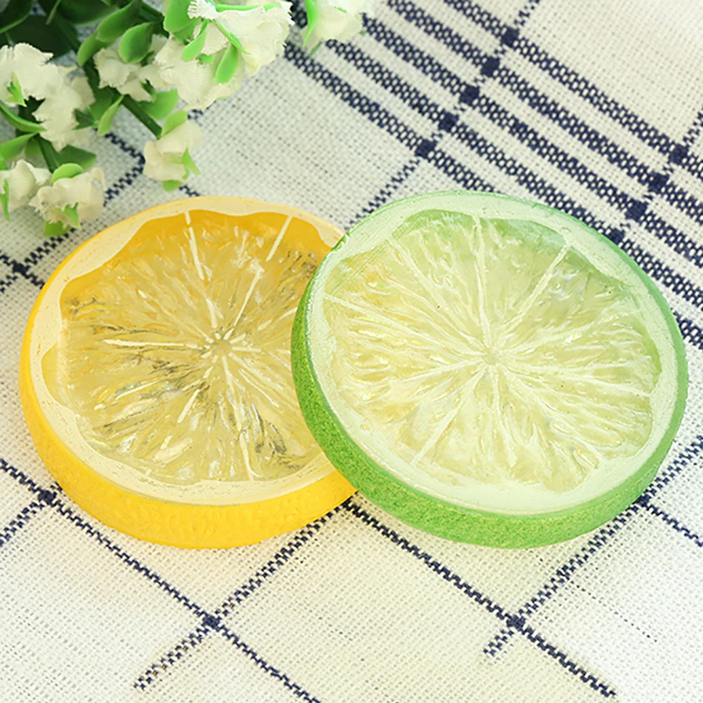 

10PCS 5cm Resin Fake Artificial Fruit Mini Artificial Simulation Lemon Slices Model Party Kitchen Wedding Decoration