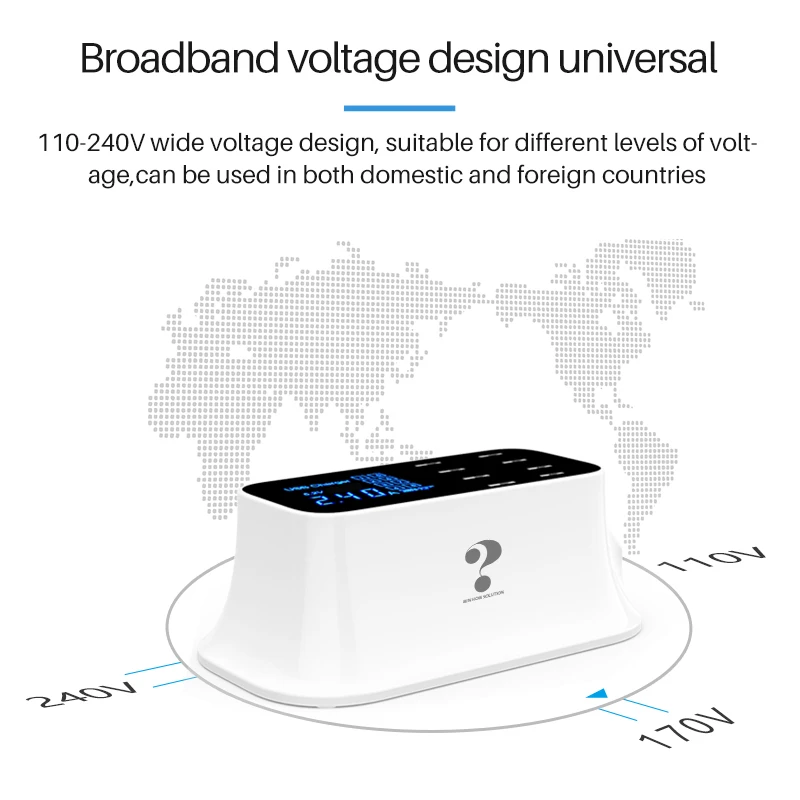 8 портов USB Quick Charge 3,0 адаптер Smart type C зарядная станция светодиодный дисплей Быстрая Зарядка телефона для iPhone X для Redmi samsung