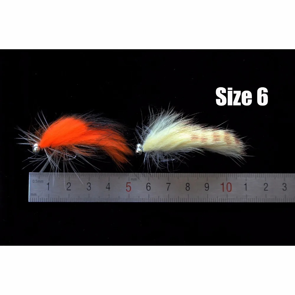Trout Flies 6 Pack Orange Zonkers Fishing flies Zonkers Choice of Sizes