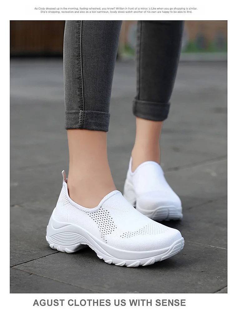 SWONCO/слипоны; женские кроссовки на платформе; Новинка года; женская спортивная обувь; белые кроссовки на танкетке для женщин; кроссовки