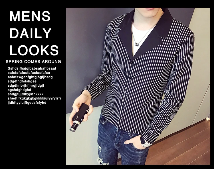 Уличная Повседневная рубашка Slim Fit Мужская Повседневная полосатая рубашка с длинными рукавами официальные Сорочки мужские Camisas Para Hombre осень