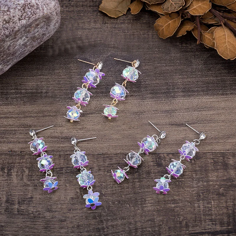 Elegant Crystal Beads Earrings for Women Silver Plated and Gold Color