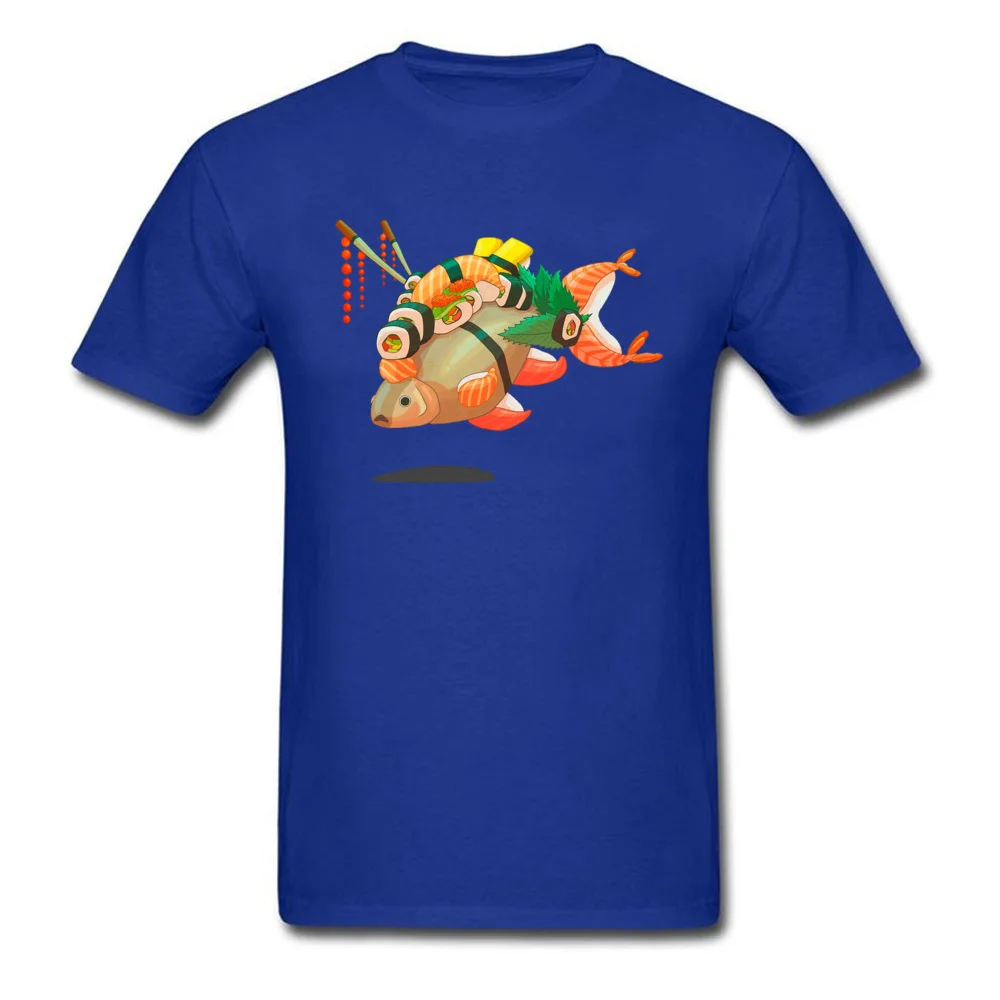 Sushi-Fish-Japanese Round Collar T Shirt Lovers Day Fitness Tight Tops Tees Short Sleeve Discount Cotton Fabric Tee Shirt Male Sushi-Fish-Japanese blue