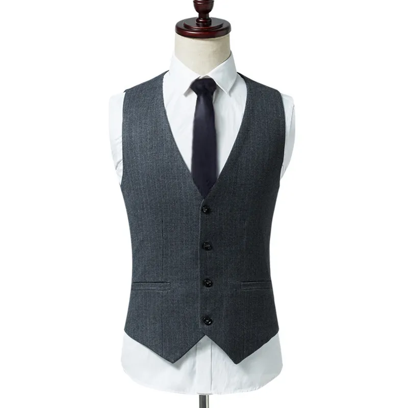 2019 New Fashion Men Suit Vests Slim Solid Color Waistcoat Plus Size