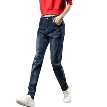 Винтажные синие джинсы для женщин в стиле бойфренд джинсы с высокой талией винтажные свободные джинсы-шаровары женские джинсовые штаны