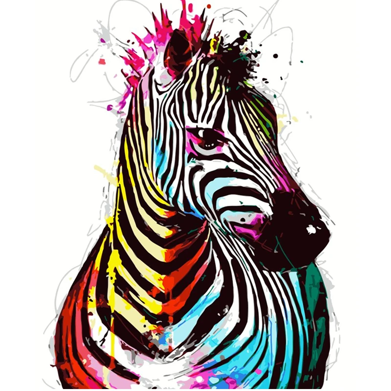 Многоцветный Zebra.40x50cm DIY раскраска Краски Раскраска по номерам инструменты