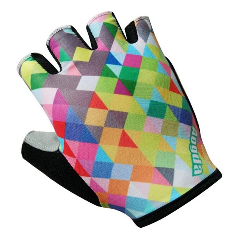 Спортивные перчатки унисекс половина пальца силиконовый гель уплотненный коврик ударопрочный дышащий Бег Короткие рукавицы - Цвет: colorful Square