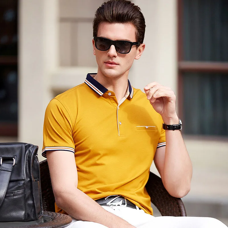 

Size L-3XL 2018 Solid Spring Summer Men's Quick Dry Breathable Casual Polo Shirt Men Jersey Short Sleeve Shirts Yellow Gifts