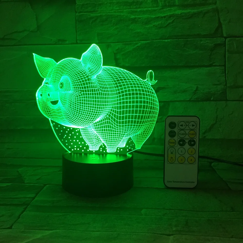 Детский подарок мультфильм свинка светильник 3D USB сенсорный выключатель Пульт