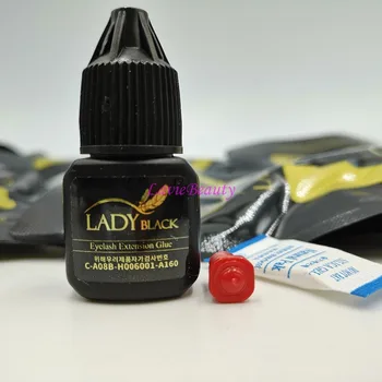 

Free shipping black lady glue With Sealed Bag for eyelash extensions 4 bottles/lot 5ml low irritation fume adhesive fast drying