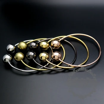 

63mm diameter rose gold,silver,gold,gun black,bronze color brass 14mm double ball bracelet fashion women bangle cuff 1900169