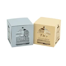 Клетка для птиц, лазерная резка, изготовленный на заказ небольшой коробочки для Свадьба, для конфет упаковка