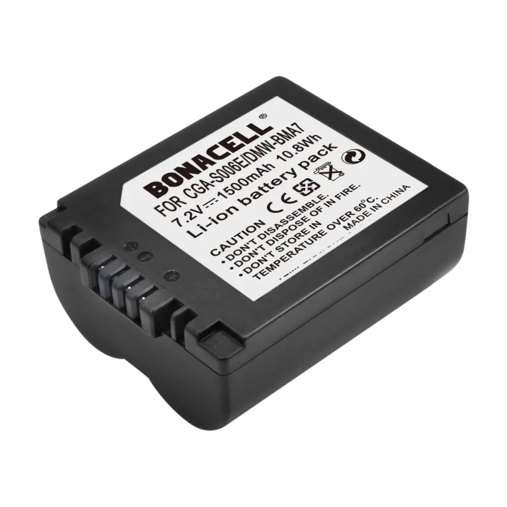 Bonacell 7,2 V аккумуляторов для цифрового фотоаппарата Panasonic Lumix CGA-S006E DMW-BMA7 DMC-FZ50 FZ30 CGR-S006 CGR-S006A1B CGA-S006 DMW-BMA7