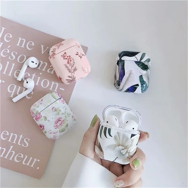 

Artistic Flower Case For Apple Air pods Cute Bluetooth Earphone Hard Cover Banana Leaf Headphone Case For Air pods Accessories