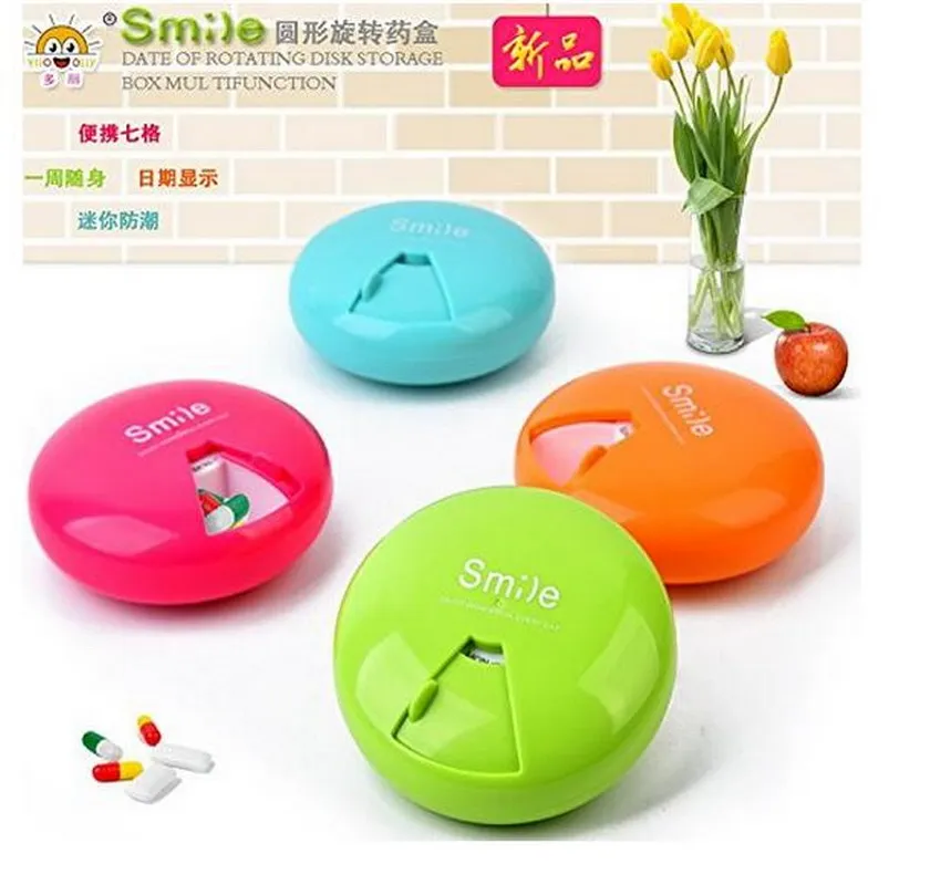 Set of 4 Pocket Metal Pill Box with 3 Compartments, Floral Design ACC