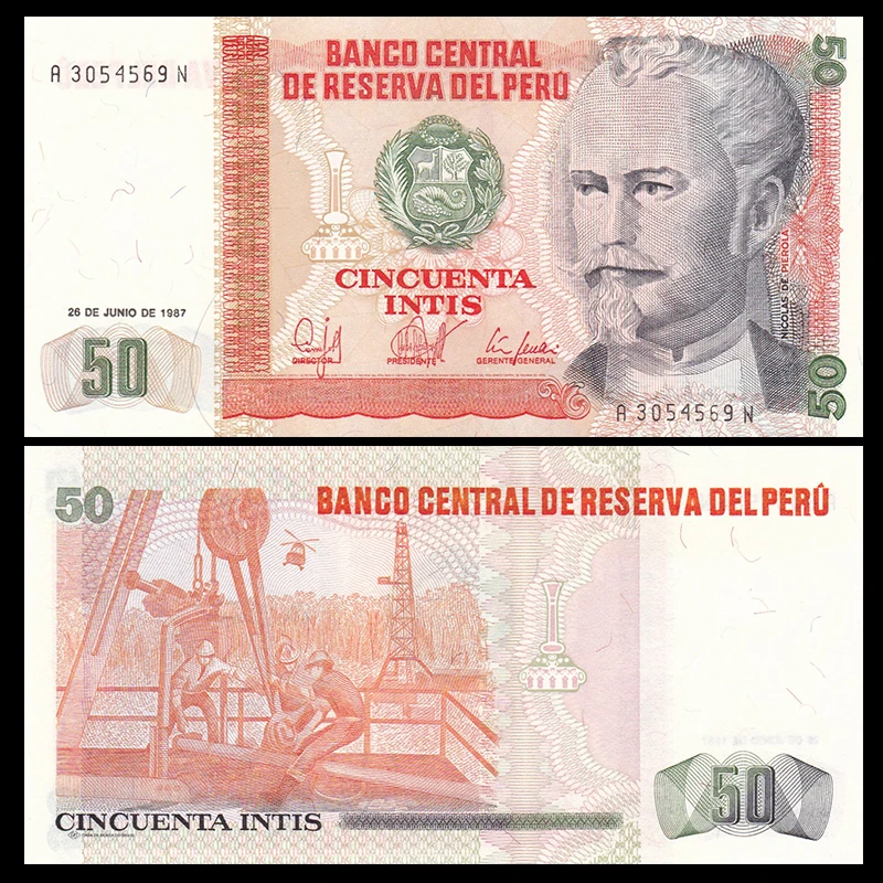 

Peru 50 Intis 1987,100% Real Genuine Comemorative Note,Original Collection