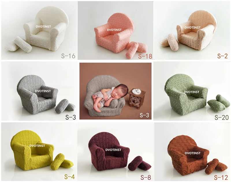  Dvotinst Newborn Baby Photography Props Posing Mini Sofa Arm Chair+2pcs Pillows Poser Photo Prop Fo