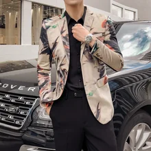 Блейзер Мужской высококачественный Британский Однобортный с цветочным рисунком вечерние Мужской костюм модная куртка ЕВРОПА Размеры 5XL Slim Fit Для мужчин s пиджаки для женщин