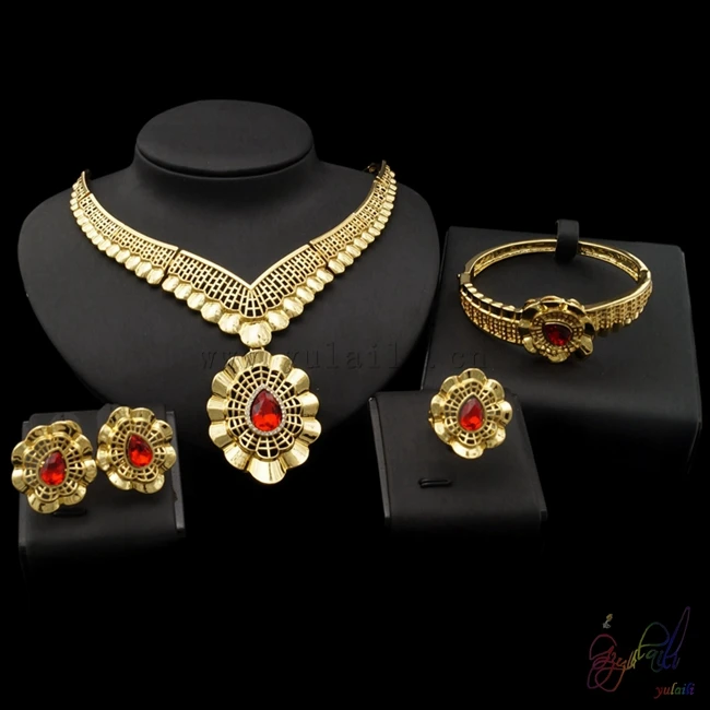 

Free Shipping Dubai Pure Gold Color Jewelry Sets Artificial Kundan Bridal Jewellery Sets New Trend Jewelry Sets