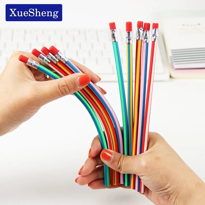 

2019 Standard Pencils 5PCS Colorful Magic Bendy Flexible Soft Pencil With Eraser For Kids Writing Gift 18cm Black Soft Pencil