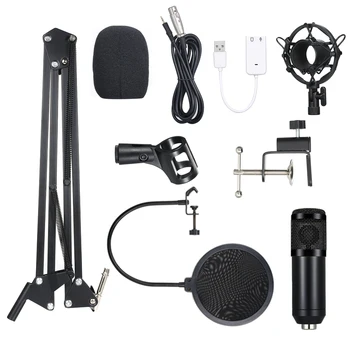 

Condenser Microphone Lit Pro Audio Studio Recording Brocasting Adjustable Mic For PC Studios Suspension Arm Filter Microphone
