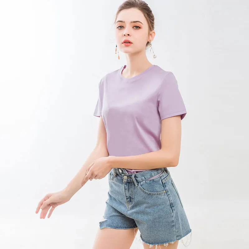 

Bella Philosophy premium 80 double-sided mercerized cotton short-sleeved T-shirt female base cotton Tee women summer top