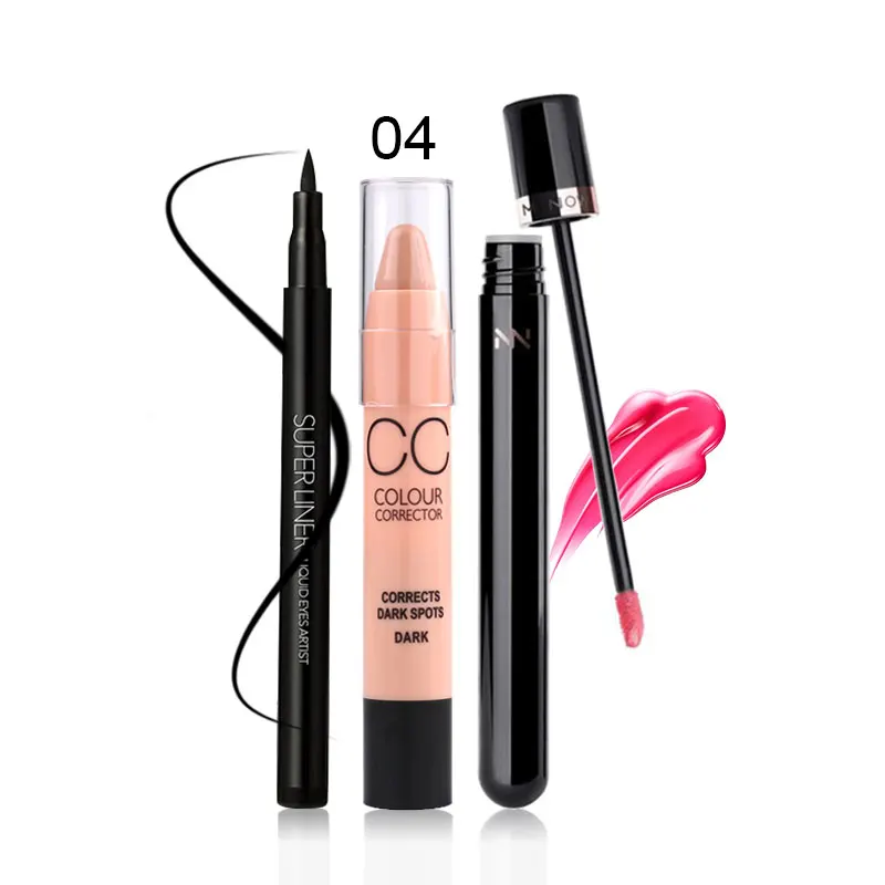 MENOW Brand Make up set High quality Waterproof Eyeliner& 6Color Concealer Brighten pencil& Lasting lip gloss Cosmetic kit 5347 - Цвет: 04