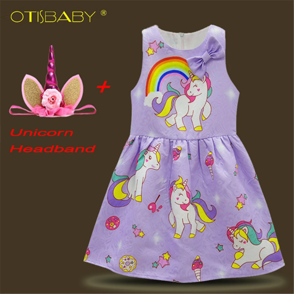 

Summer Baby Girls Unicorn Dress for Birthday Party Sweet Girl Cartoon Horse Clothes Children Christmas Halloween Birthday Party