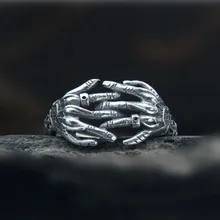 925 Sterling Silver Men Jewelry Punk Gothic Finger Claw Biker Rings Skull Hand Bone Couple Jewelry Accessories 925 Sterling Silver Men Jewelry Punk Gothic Finger Claw Biker Rings Skull Hand Bone Couple Jewelry Accessories