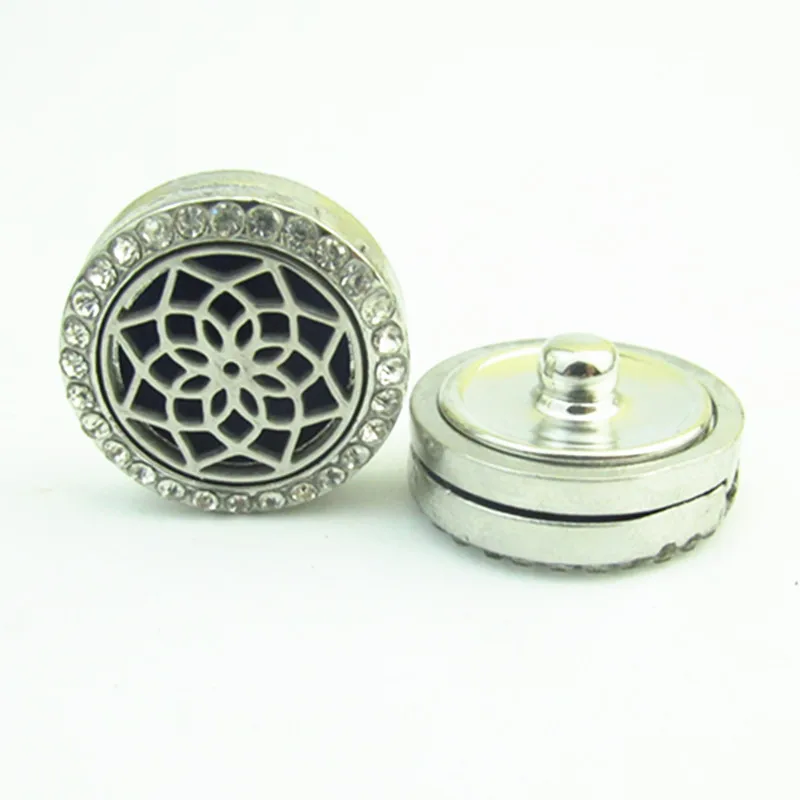 

22mm Crystal Magnetic Flower Aromatherapy Diffuser Locket Snap Buttons Essential Oil Perfume 18mm Snap Button Jewelry 10pcs/lot