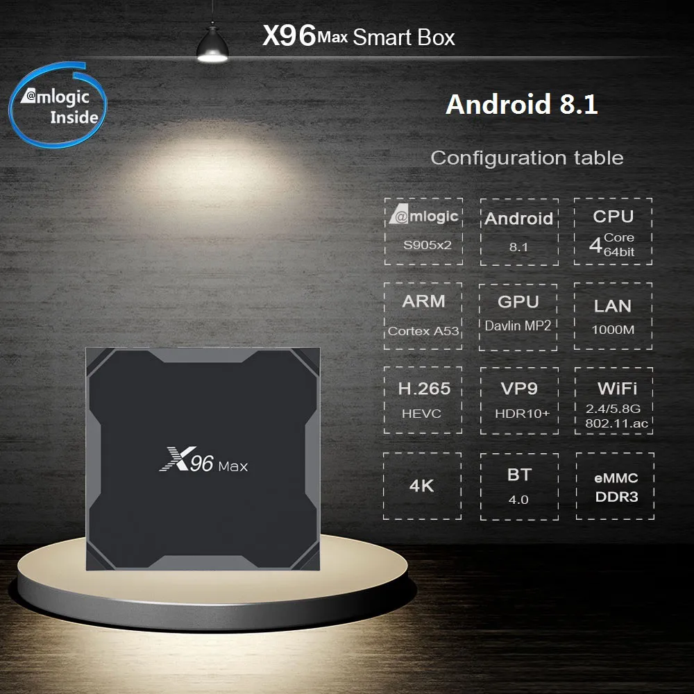 X96 Max Smart TV BOX Android 8.1 TV box 4GB 64GB Amlogic S905X2 4K Media Player Quad Core 1000M 2.4G/5G Dual Wifi X96Max X96mini X96 Max Smart TV BOX Android 8.1 TV box 4GB 64GB Amlogic S905X2 4K Media Player Quad Core 1000M 2.4G/5G Dual Wifi X96Max X96mini