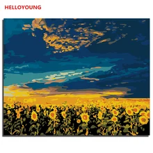 YH226 DIY Ручная роспись маслом Огромный Подсолнух цифровая живопись по номерам Масляные картины китайские картины-свитки домашний декор