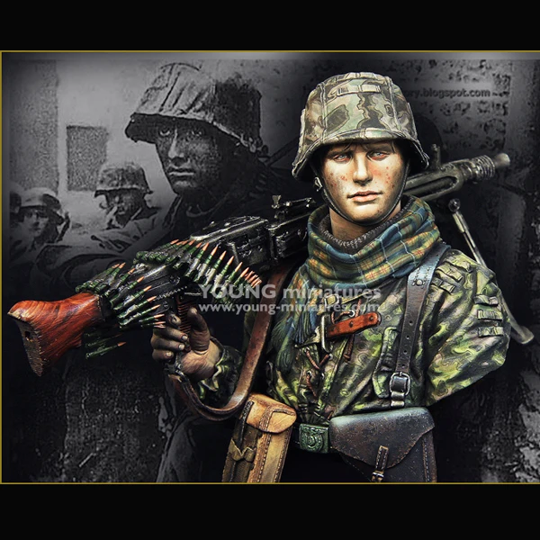 

1/10 World War II soldiers, Machine Gunner, War theme, WWII, Resin Figure Bust GK, Uncoated No colour
