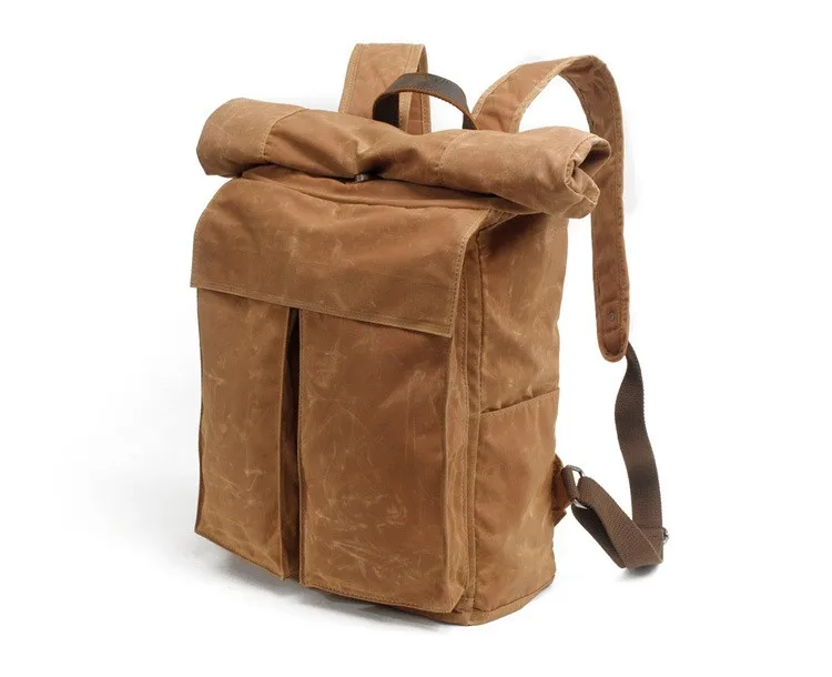 FRONT DISPLAY of Woosir Waxed Canvas Backpack for Hiking
