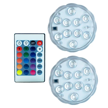 2 Lamp 1 controller 10 светодиодов RGB подводный погружной светодиодный светильник, водонепроницаемый на батарейках, светильник для пруда, бассейна, для вазы, цветов, аквариума - Испускаемый цвет: 2 Lamp 1 controller
