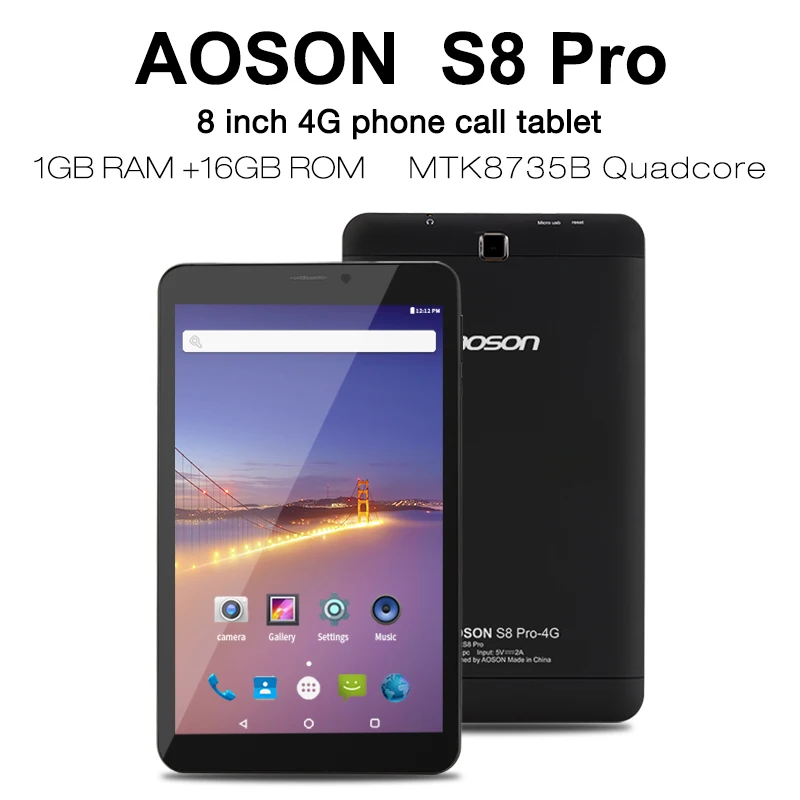 AOSON S8PRO 8 بوصة 3G/4G شاحن هاتف محمول يعمل بنظام تشغيل أندرويد مكالمة اللوحي رباعية النواة 1G + 16G الروبوت الترفيه لعبة اللوحي بلوتوث GPS