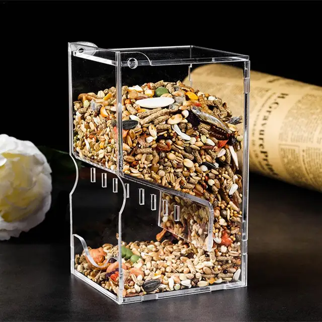 Clear Acrylic Automatic Hamster Feeder Small Pet Feeder Hamster Supplies Food Bowl Automatic