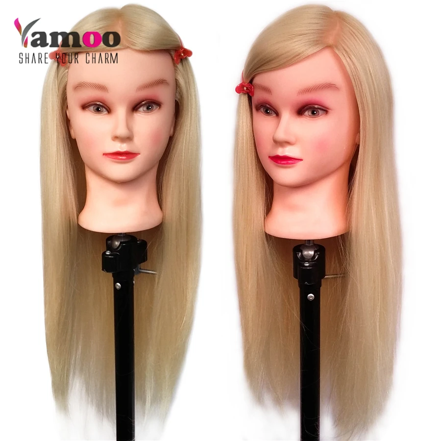 

professional styling head 65cm100%High Temperature Fiber Training Head For Hairdressing Cutting blond Mannequin Head With Makeup
