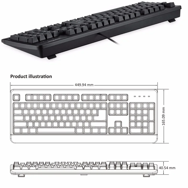 Perixx PERIBOARD-517-водостойкая клавиатура IP 65 USB Проводная эргономичная водостойкая, Пылезащитная, моющаяся домашняя Офисная Клавиатура