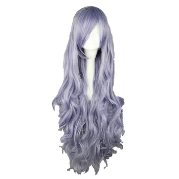 

MCOSER Free Shipping 90cm Wavy Synthetic Light Purple Cosplay Costume Wig 100% High Temperature Fiber Hair WIG-207D
